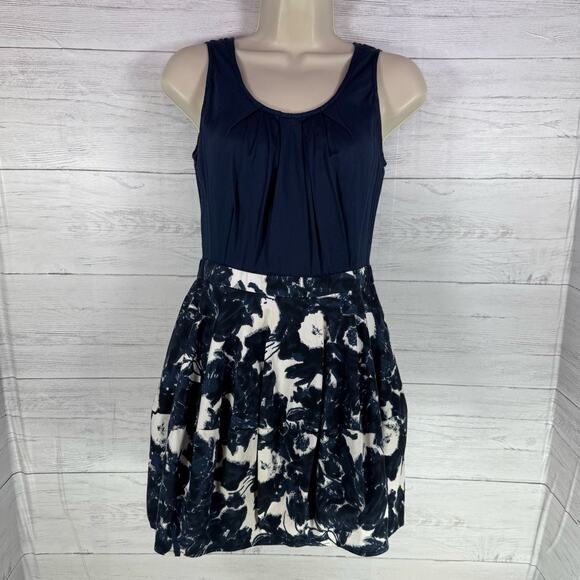 Alythea Small y2k women dress navy blue floral mini sleeveless romantic cottage - Picture 1 of 7